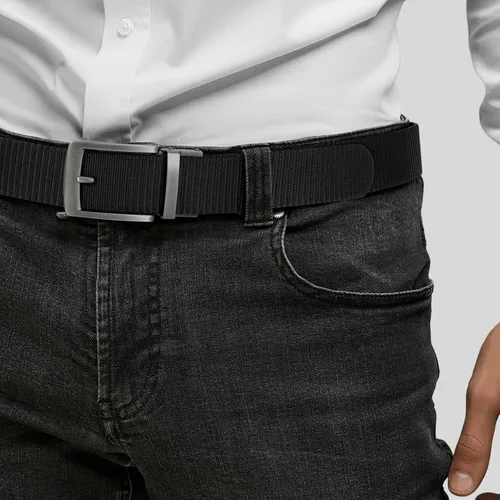 Miniatura 4 de Cinturones de trinquete de liberación rápida para hombre, cinturón de nailon reversible dos en uno para hombre casual y vestido deportivo