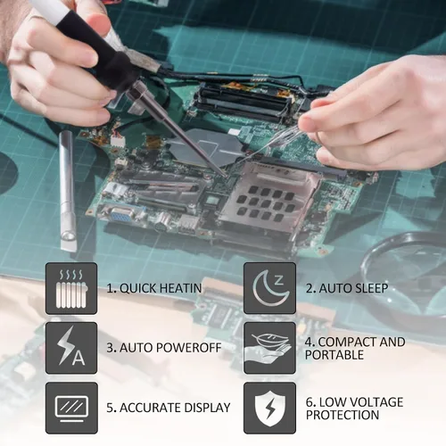 Miniatura 9 de Estación de soldador inalámbrico para batería Dewalt 20V Max, temperatura ajustable, suspensión automática y protección de bajo voltaje, conversión