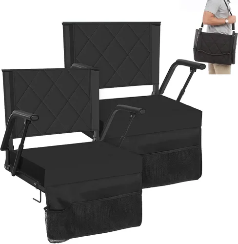 Miniatura 10 de Sheenive Asientos de estadio para gradas con soporte trasero (paquete de 1) – Cojín ancho de 2.8 pulgadas de grosor y reposabrazos acolchados