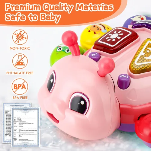 Miniatura 3 de AUUGUU Juguetes musicales para bebés, juguetes musicales iluminados para el desarrollo del tiempo boca abajo, juguete para gatear para niños de 6