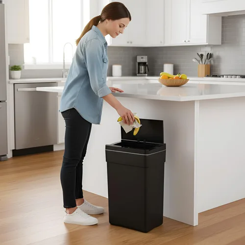 Miniatura 6 de PayLessHere Basurero de 13 galones / 50 L con tapa, cubo de basura de plástico para cocina, basurero automático sin tacto con sensor de movimiento