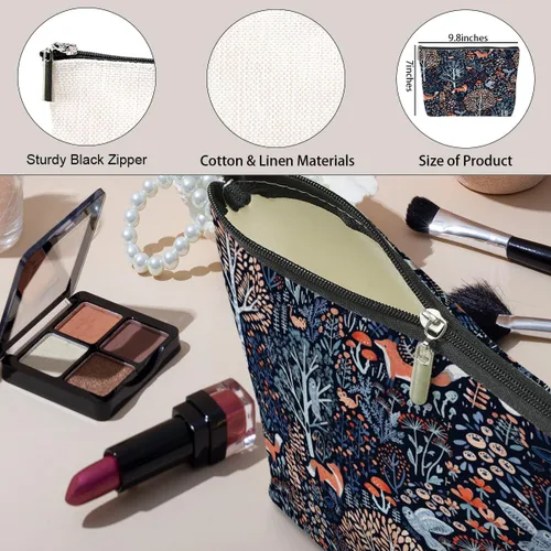 Miniatura 5 de jeilink Linda bolsa de maquillaje divertida con diseño floral de animales para amantes, mujeres, niñas, hijas, enfermeras, compañeras de trabajo