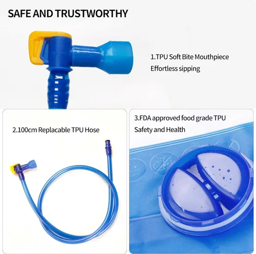 Miniatura 3 de Unigear Vejiga de hidratación, 1.5L/2L/2.5L/3L Hoja de agua sin BPA e inodoro para mochileros, ciclismo, senderismo y camping Azul con kit