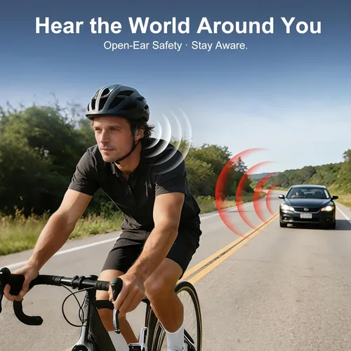 Miniatura 4 de Auriculares de conducción ósea, auriculares Bluetooth 6.0 de oreja abierta con micrófono, auriculares deportivos inalámbricos ligeros, tiempo