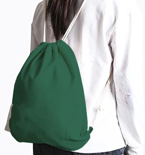 Miniatura 2 de Mochila de lona de algodón con cordón, bolsa de gimnasio, bolsa de regalo de almacenamiento, paquete de 2, Verde, Casual