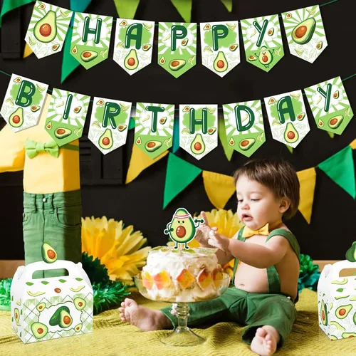 Miniatura 5 de 1 pancarta temática de aguacate, suministros de fiesta para decoración de frutas de aguacate, fiesta de cumpleaños, banderines