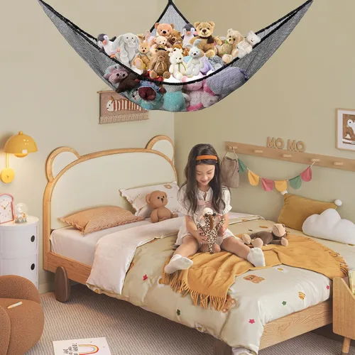 Miniatura 6 de Hamaca de red de animales de peluche, organizador grande de almacenamiento de juguetes, hamaca de almacenamiento para niños, guardería, dormitorio