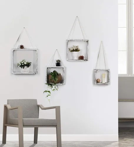 Miniatura 6 de J JACKCUBE DESIGN MK571C - Estantes cuadrados flotantes para colgar en la pared, estantes de madera rústica, cajas de sombra, decoración bohemia