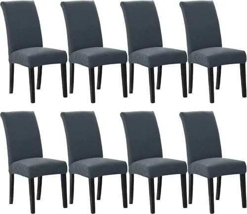 Miniatura 35 de Juego de 6 fundas elásticas para sillas de comedor, fundas para sillas de comedor lavables y removibles, fundas para sillas de comedor protectoras