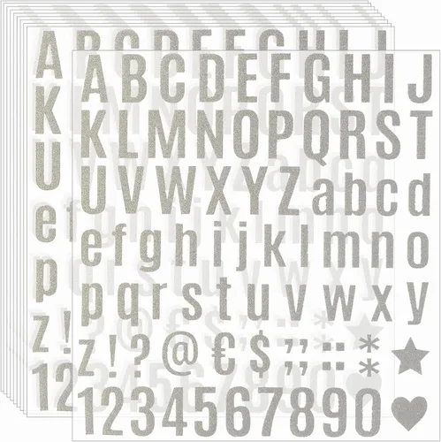 Miniatura 8 de 790 piezas de 10 hojas de calcomanías de letras doradas con purpurina, letras del alfabeto, kit de números de letras autoadhesivas para regalo