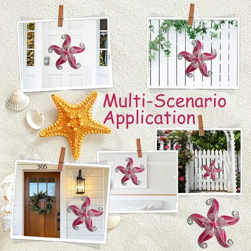 Miniatura 2 de Arte de decoración de pared para exteriores con estrella de mar, escultura colgante de metal y vidrio de 12 pulgadas para interiores y exteriores