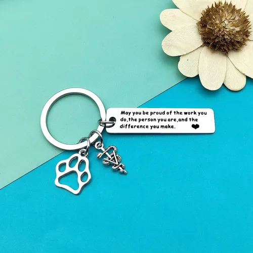 Miniatura 6 de Dabihu Vet Tech Keychain Veterinarian Appreciation Gifts Thank You Gifts for Veterinary Tech Coworker Animal Rescue Gifts
