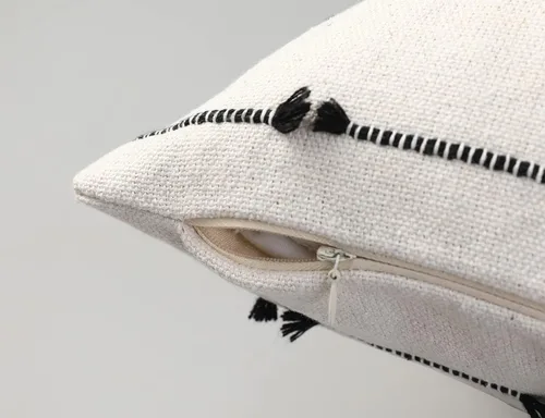 Miniatura 4 de NUYECY Fundas de Almohada Lumbar Larga Boho 14 x 20 pulgadas Negro, Patrón Clásico de Rayas de Algodón Funda Decorativa de Almohada Lumbar Larga