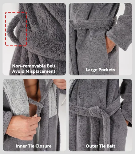 Miniatura 3 de DAVID ARCHY - Bata larga de vellón suave para hombre