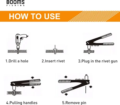 Miniatura 5 de Booms Fishing MA1 Kayak Pad Eye Tri-Grip Kit de remaches, negro
