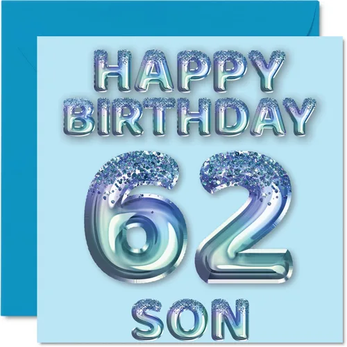 Miniatura 183 de Stuff4 Tarjeta de primer cumpleaños para niños, globo de fiesta con purpurina azul, tarjetas de feliz cumpleaños para niño de 1 año, nieto, hijo, 57
