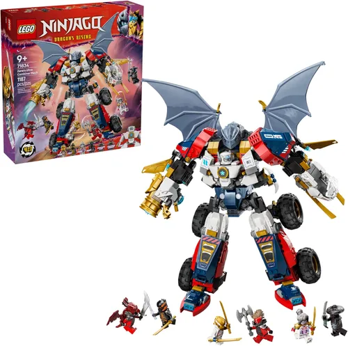 LEGO NINJAGO Mecha Ultra Combinador de Zane - Juego de construcción de juguetes ninja de 4 en 1 para niños, niñas y niños, a partir de 9 años - con