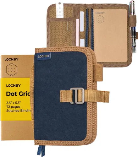Miniatura 22 de LOCHBY® Carpeta Field A5 Cubierta de carpeta de 6 anillas Lona encerada resistente al agua Diseño plano Sistema A5 apto para recargar