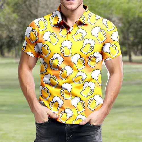 Miniatura 75 de Camisa de golf de los años 80 para hombre, ajuste seco, manga corta, estampada, divertidas, camisas de golf de los años 90 para hombre