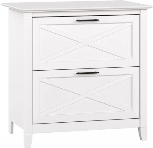 Bush Furniture Key West – Archivador lateral con 2 cajones, color cereza Roble blanco puro.