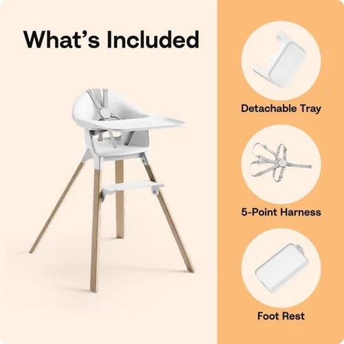 Miniatura 2 de Stokke Clikk Silla Alta, Negro/Marrón Cálido - Silla Alta Todo en Uno con Bandeja + Arnés - Ligera, Duradera y Apta para Viajes - Ergonómica