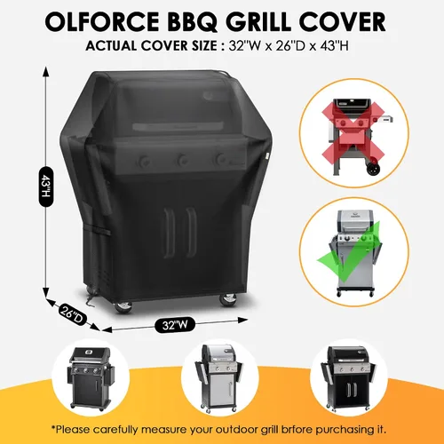 Miniatura 2 de Funda para parrilla de 32 pulgadas para parrilla al aire libre, impermeable, resistente a la intemperie, resistente a los rayos UV y a