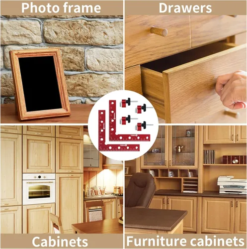 Miniatura 6 de HARDELL Cuadrados de posicionamiento de 90 grados, abrazaderas de ángulo recto de 5.5 x 5.5 pulgadas (5.5 x 5.5 in), carpintero de carpintería