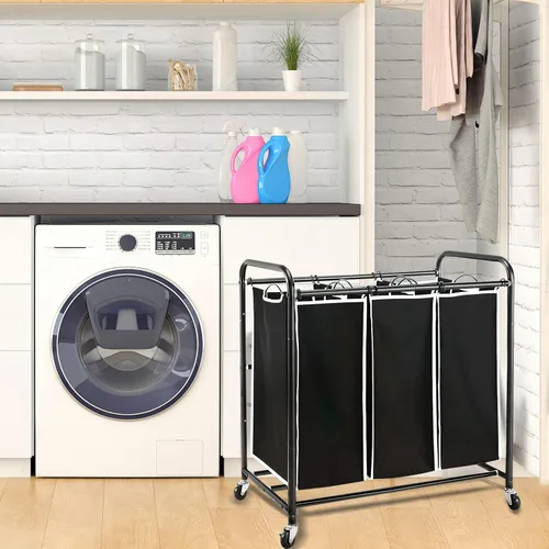 Miniatura 6 de Jhua - 3 bolsas de repuesto para clasificador de ropa sucia, paquete de 3 bolsas de repuesto extraíbles para carrito de ropa grande, bolsas