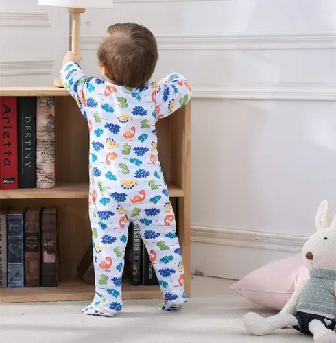 Miniatura 4 de Enterizo de mameluco para bebé, con cremallera frontal, 100% algodón, ropa de juego