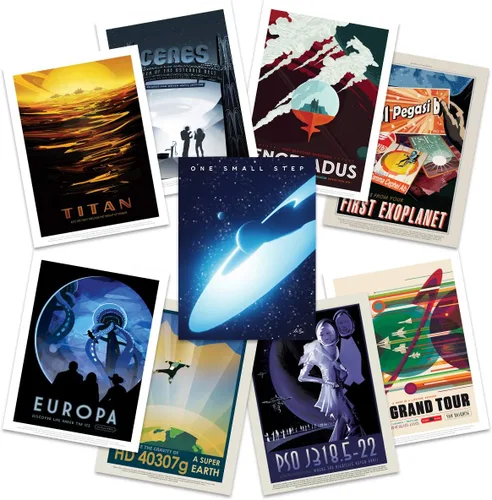 Miniatura 7 de Póster de la NASA Space Grand Tour Travel Exploration Exoplanet Art Print Decoración para el hogar, paquete de 17 – incluye impresión personalizada