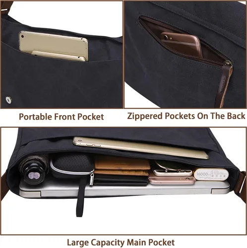 Miniatura 4 de Bolsa de mensajero, bolsa de mensajero de lona, bolsa de hombro, bolsa cruzada, bolsas de mensajero vintage para hombres y mujeres, bolsa de hombro