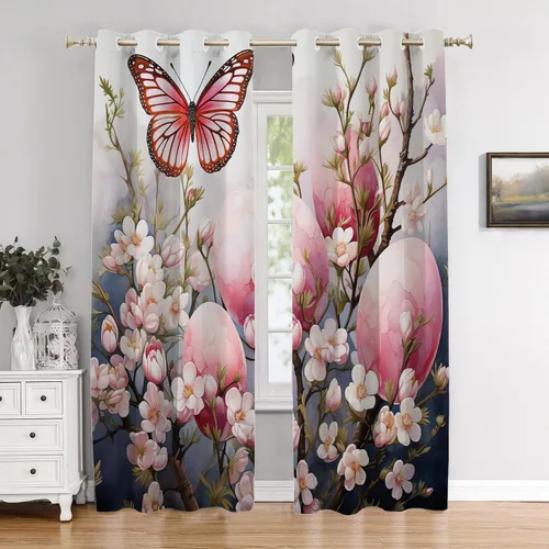 Miniatura 108 de Cortinas opacas de cocina con pintura al óleo de Europa rosa y negra para ventanas, cenefas opacas modernas de torre Eiffel de poliéster multicapa