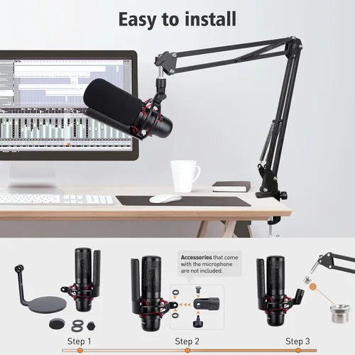 Miniatura 2 de HyperX ProCast - Brazo de brazo de micrófono compatible con HyperX ProCast, soporte de brazo de micrófono con cubierta de micrófono, mejora
