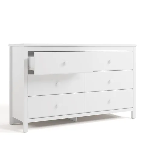 Miniatura 12 de Storkcraft - Cómoda de 6 cajones Alpine (Blanco) – Certificado GREENGUARD Gold, Cómoda blanca para dormitorio, Cajones de almacenamiento para niños