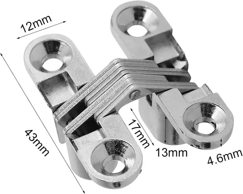 Miniatura 2 de Bisagras ocultas de aleación de zinc de 180 grados Bisagra de puerta cruzada oculta invisible Kit de gabinete de muebles de fácil instalación (S)