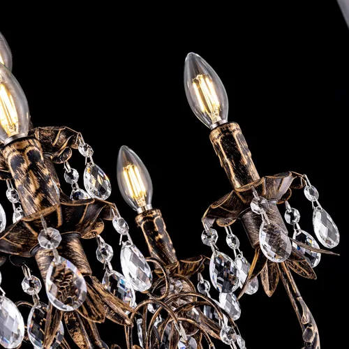 Miniatura 4 de Lámpara de pie de bronce Wellmet para esquina de sala de estar, lámpara de pie de granja de 6 luces, lámpara de pie alta de cristal con interruptor