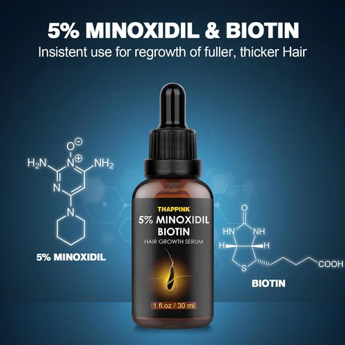 Miniatura 2 de Kit de suero para el crecimiento del cabello de minoxidil al 5% para hombres y mujeres, aceite de suero de biotina para el crecimiento del cabello