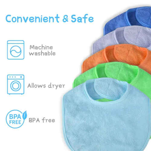 Miniatura 4 de Vicloon Baberos para bebé, juego de 8 baberos de rizo para niñas y niños, baberos de algodón de rizo de protección impermeable, juego suave y Varios