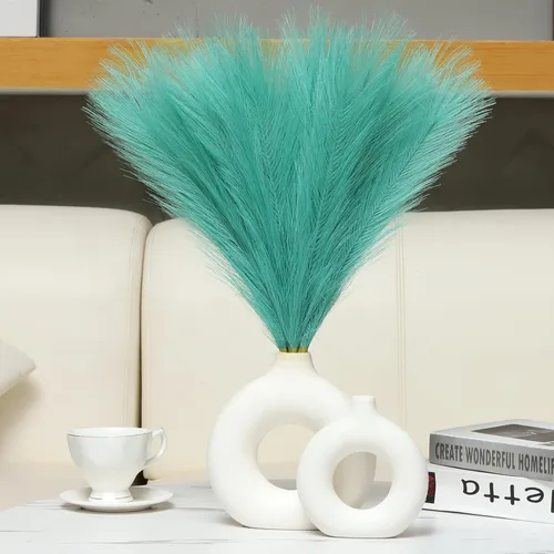 Miniatura 29 de Ureymx Hierba de Pampas Artificial Decorativa 17.7 Pulgadas 30pcs, Arreglo Floral de Hierba de Pampas y Relleno de Jarrón Hierba de Pampas Azul