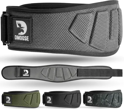 Miniatura 9 de Cinturón DMoose Fitness para levantamiento de pesas para sentadillas, peso muerto y entrenamiento intenso - Cinturón de 15cm ajustable con bloqueo