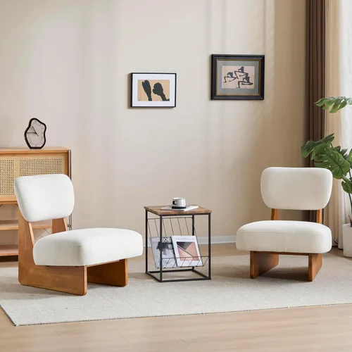 Christopher Knight Home Mores - Juego de 2 sillas decorativas de perfil bajo, modernas sillas sin brazos, silla de lectura cómoda de tela para