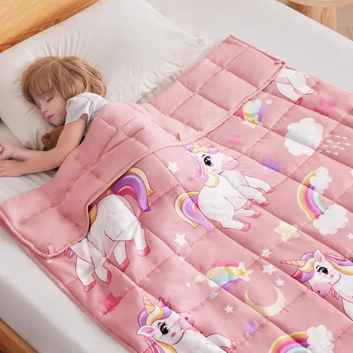 Miniatura 10 de anfie - Manta con peso para niños (40 x 60 pulgadas, 7 lb), manta refrescante para dormir, tamaño de manta ligera, transpirable, con cuentas de Gris