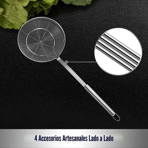 Miniatura 4 de Hiware Colador de araña de acero inoxidable sólido para cocinar y freír, utensilios de cocina, colador de alambre, cuchara para pasta, 5.4 pulgadas