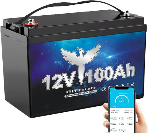Miniatura 10 de Batería de litio LiFePO4 de 12 V y 100 Ah, BMS de 100 A mejorado, vida útil de hasta 10 años con hasta 15000 ciclos, energía máxima de 1280 Wh