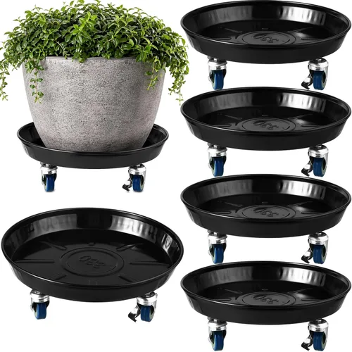 Miniatura 13 de Planterhoma 3 paquetes de 13 pulgadas de metal para plantas con ruedas, soporte rodante grande para plantas de hierro resistente, ruedas