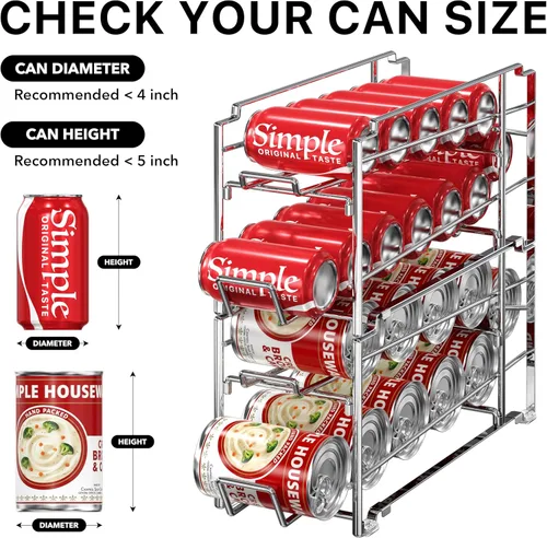 Miniatura 5 de Simple Houseware Dispensador para latas de bebida, de carga frontal, apilable, cromo, paquete de 2