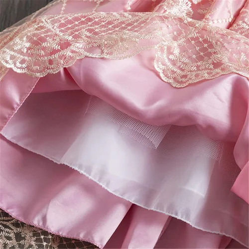 Miniatura 6 de NNJXD - Elegante vestido de princesa con cinturón de lazo de tul, de algodón y estampado de flores.