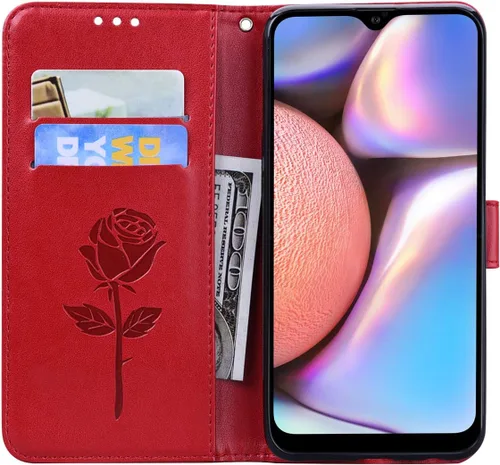 Miniatura 3 de Funda para Redmi Note 11 Note 11S, correa de muñeca con función atril de piel sintética, tarjetero para tarjetas de efectivo, funda protectora a Rojo