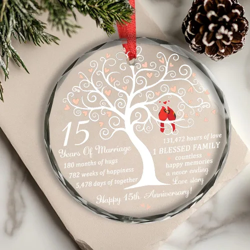 Miniatura 5 de Adorno de aniversario de 15 aniversario de boda, regalo para 15 aniversario, aniversario de cristal, idea de regalo de 15 años de Marrige