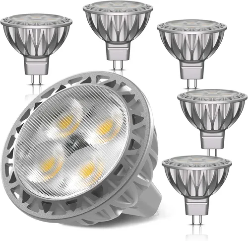 Bombillas LED MR16 de 5 W de bajo consumo, paquete de 6 unidades, 4000 K blanco neutro, 450 lm, 38 haz, reemplaza a halógenos de 50 W, foco GU5.3 de